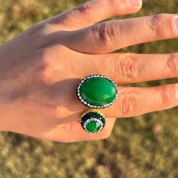 Green Onyx Adjustable Ring - Picture 8 of 14